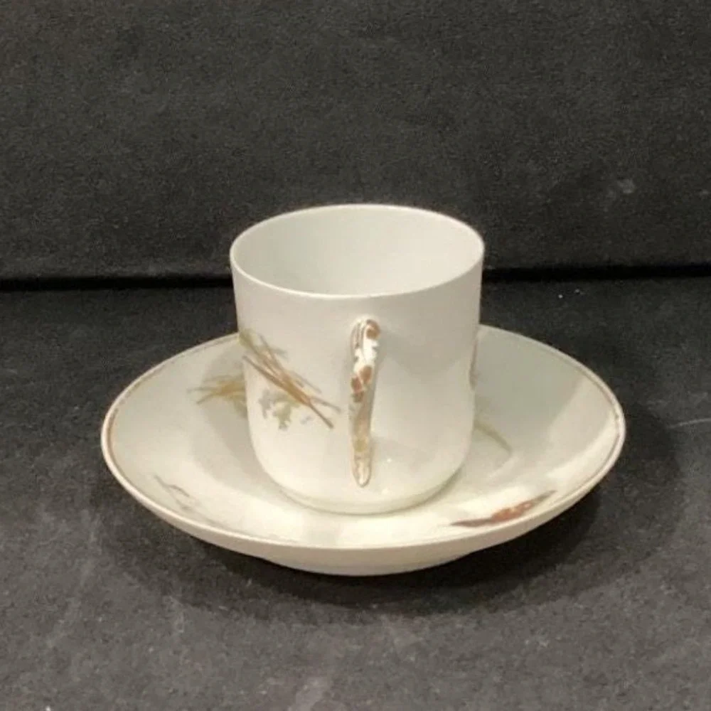 Haviland Limoges Meadow Visitors Teacup & Saucer, Two Piece Set Butterfly Design